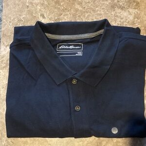 Eddie Bauer Men's Dark Blue Polo Long sleeved shirt NWT XXL TALL
